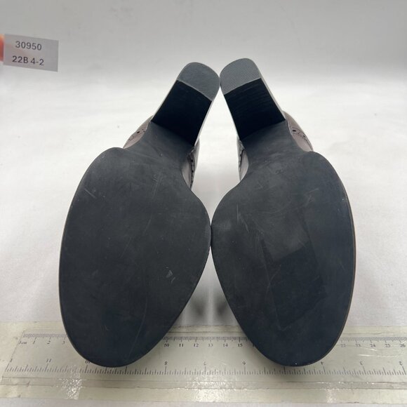 YDN Saddle Brown Chunky High Heels Round Toe Oxford Loafer Dress Shoe - Picture 7 of 8